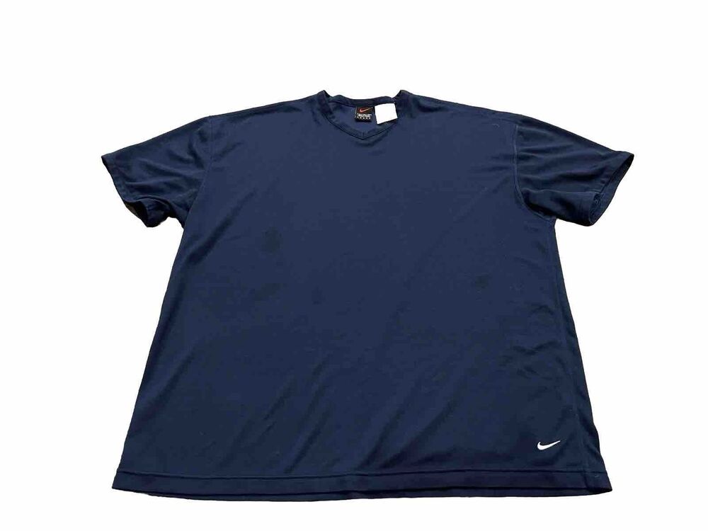 Vintage 90s Nike Mens Navy Blue Athletic Short Sleeve Shirt Size XL Black Tags